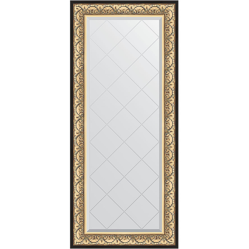 Зеркало Evoform Exclusive-G 160х70 BY 4165 с гравировкой в багетной раме - Барокко золото 106 мм зеркало evoform exclusive 160х70 барокко золото