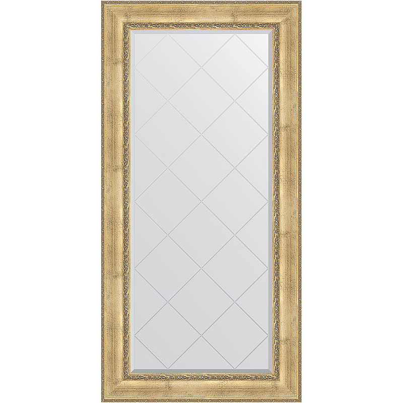 Зеркало Evoform Exclusive-G 164х82 BY 4299 с гравировкой в багетной раме - Состаренное серебро с орнаментом 120 мм