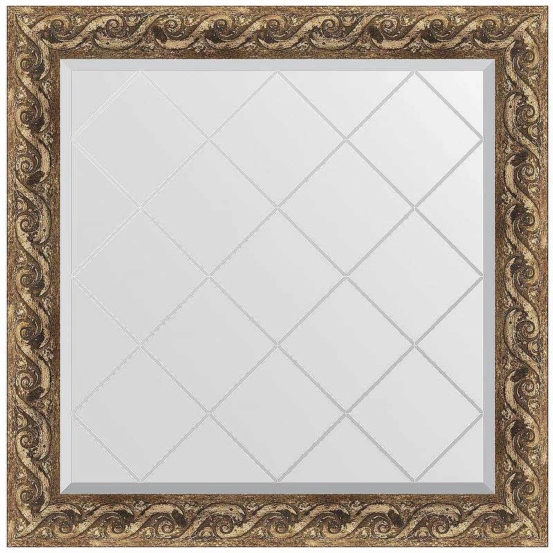 зеркало evoform exclusive g 130х76 фреска Зеркало Evoform Exclusive-G 86х86 BY 4313 с гравировкой в багетной раме - Фреска 84 мм