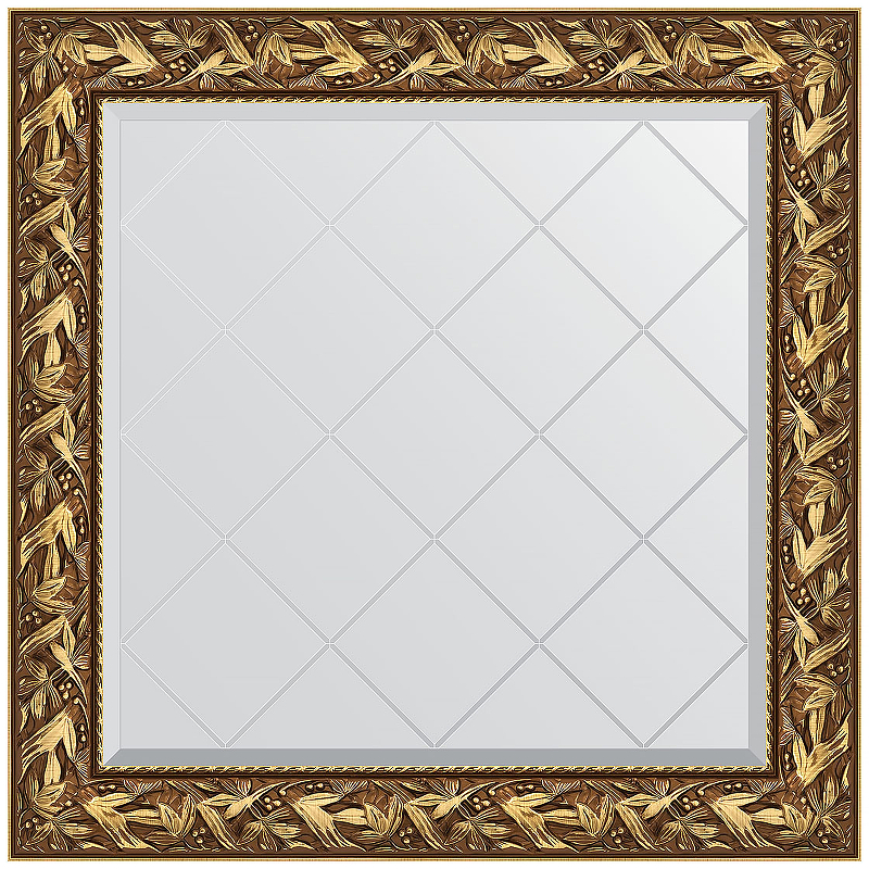 Зеркало Evoform Exclusive-G 89х89 BY 4328 с гравировкой в багетной раме - Византия золото 99 мм 25529