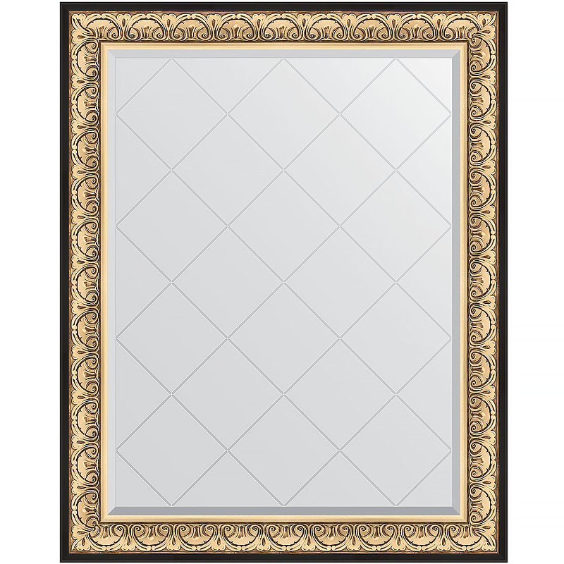 Зеркало Evoform Exclusive-G 125х100 BY 4380 с гравировкой в багетной раме - Барокко золото 106 мм