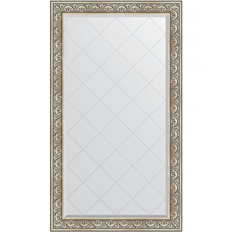 Зеркало Evoform Exclusive-G 175х100 BY 4424 с гравировкой в багетной раме - Барокко серебро 106 мм зеркало с гравировкой в багетной раме барокко серебро 106 мм 100x175 см