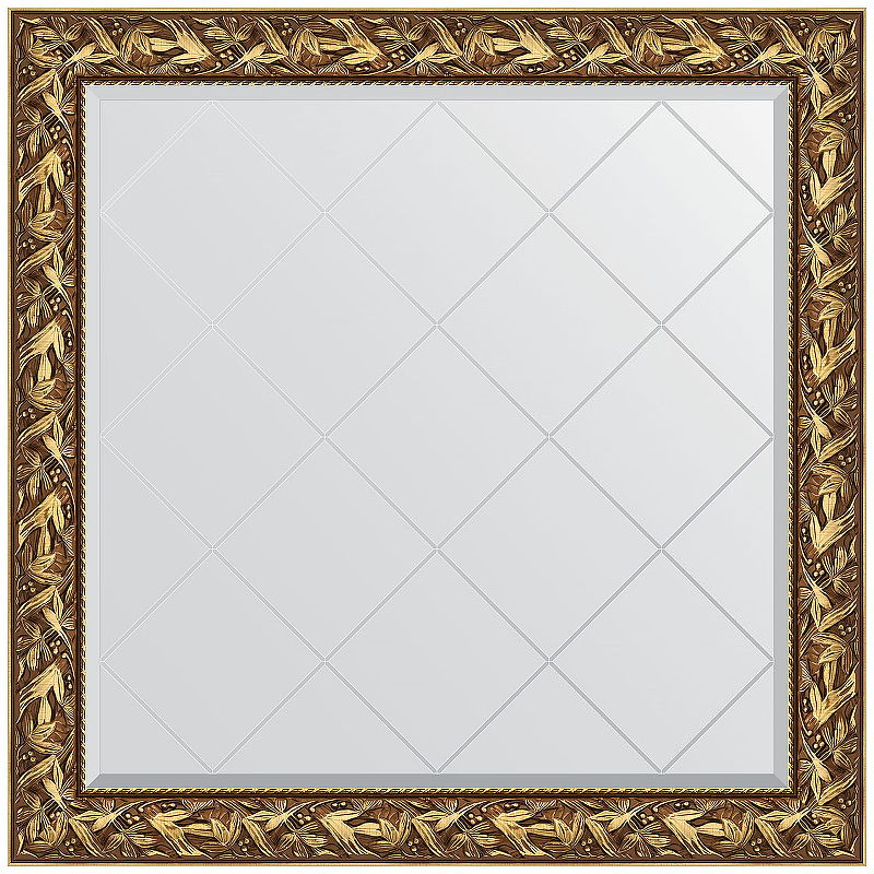 Зеркало Evoform Exclusive-G 109х109 BY 4457 с гравировкой в багетной раме - Византия золото 99 мм 32309