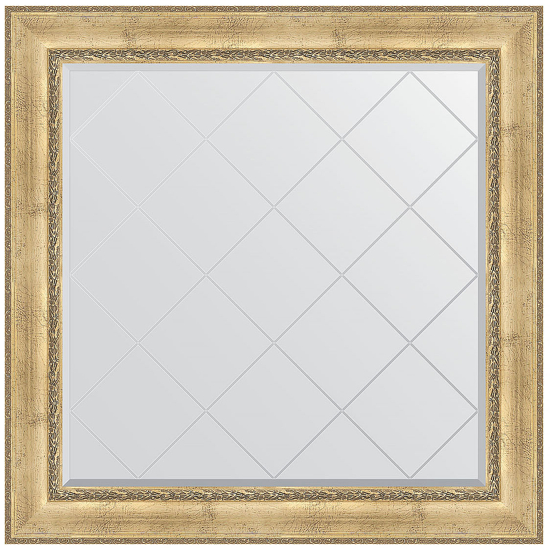 цена Зеркало Evoform Exclusive-G 112х112 BY 4471 с гравировкой в багетной раме - Состаренное серебро с орнаментом 120 мм