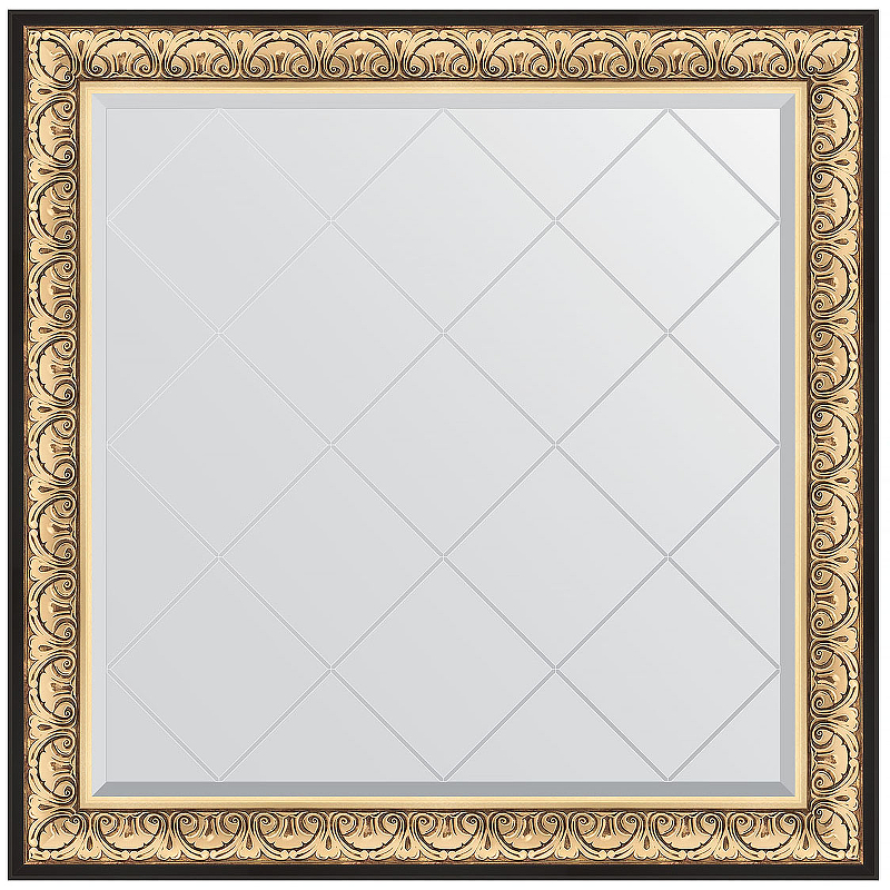 Зеркало Evoform Exclusive-G 110х110 BY 4466 с гравировкой в багетной раме - Барокко золото 106 мм