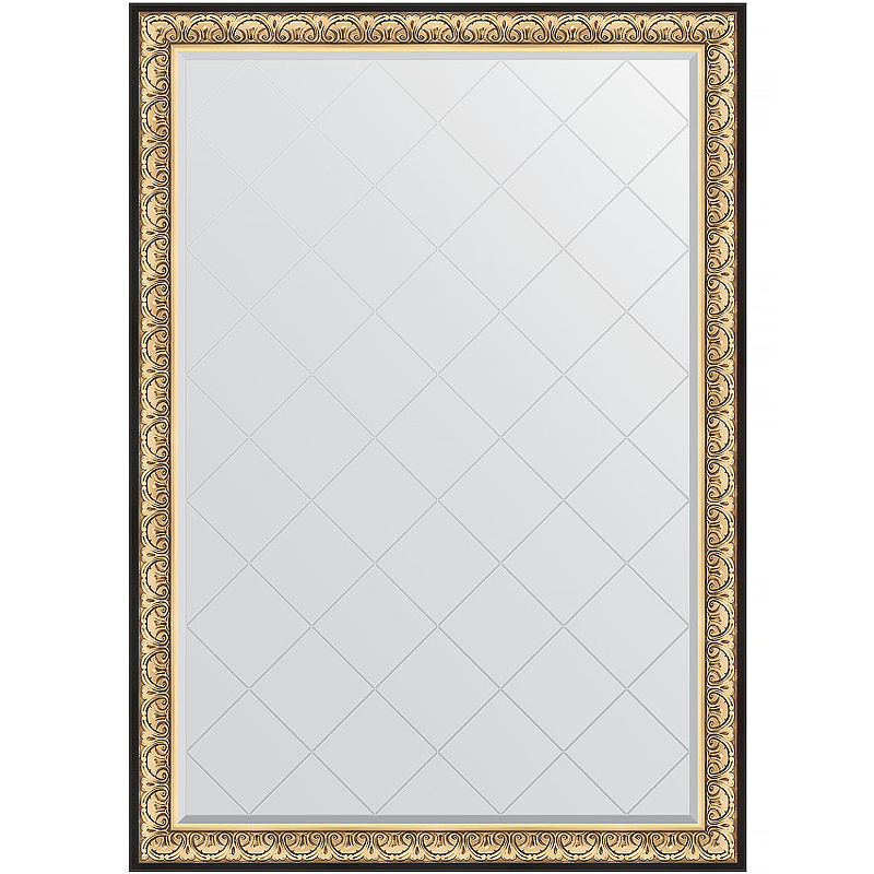 Зеркало Evoform Exclusive-G 190х135 BY 4509 с гравировкой в багетной раме - Барокко золото 106 мм зеркало evoform exclusive 100х70 барокко золото