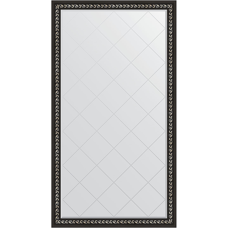 Зеркало Evoform Exclusive-G Floor 199х110 BY 6348 с гравировкой в багетной раме - Черный ардеко 81 мм зеркало evoform exclusive 115х55 черный ардеко