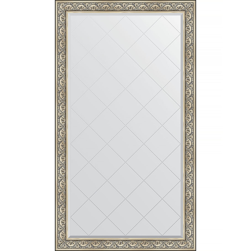 Зеркало Evoform Exclusive-G Floor 205х115 BY 6374 с гравировкой в багетной раме - Барокко серебро 106 мм зеркало напольное с гравировкой в багетной раме барокко серебро 106 мм 85x205 см
