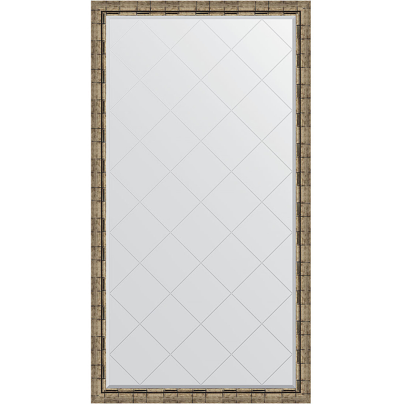 Зеркало Evoform Exclusive-G Floor 198х108 BY 6347 с гравировкой в багетной раме - Серебряный бамбук 73 мм