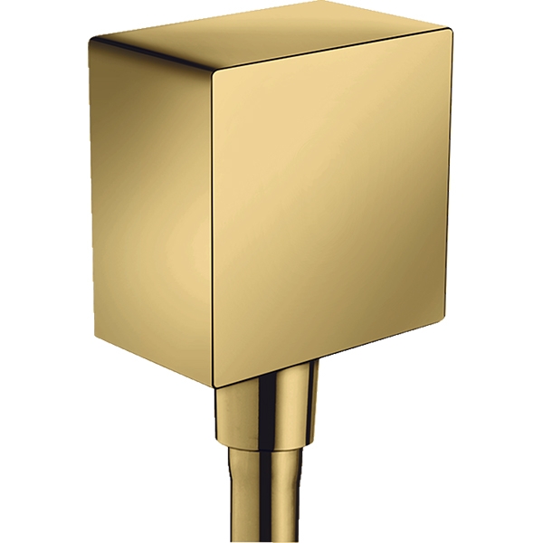 Шланговое подсоединение Hansgrohe Fixfit Square 26455990 с клапаном обратного тока Полированное золото шланговое подсоединение hansgrohe fixfit s с клапаном обратного тока полированное золото 26453990