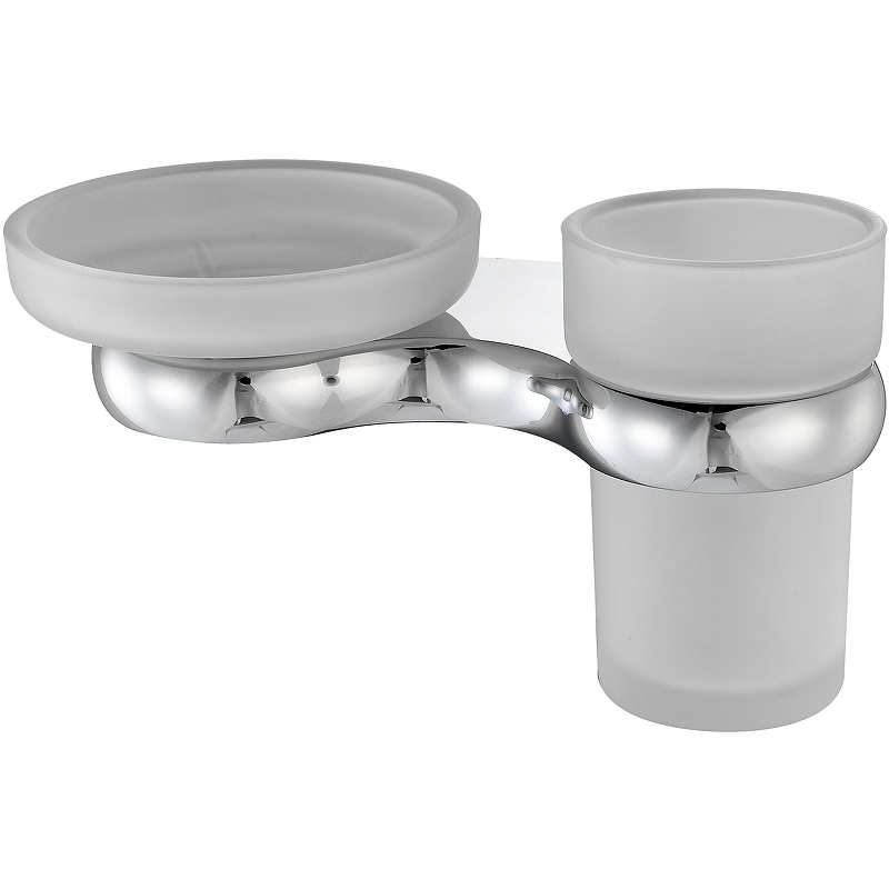 Стакан для зубных щеток с мыльницей WasserKRAFT Berkel K-6826 Хром стакан для ванной wasserkraft berkel с держателем двойной стекло матовый металл хром k 6828d