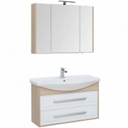 Комплект мебели для ванной Aquanet Остин 105 252223 подвесной Белый глянец Дуб сонома
