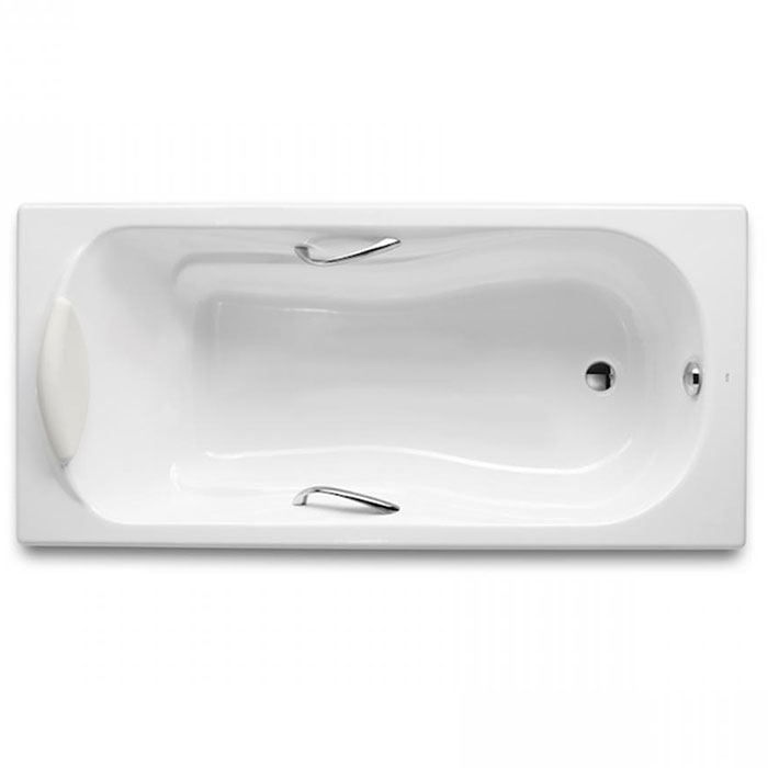 цена Чугунная ванна Roca Haiti 150x80 2332G000R с отверстиями для ручек с антискользящим покрытием