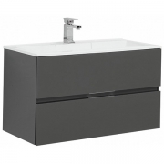 Комплект мебели для ванной Aquanet Алвита 90 241388 подвесной Серый антрацит-1
