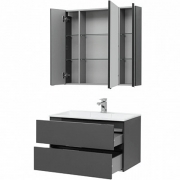 Комплект мебели для ванной Aquanet Алвита 90 241388 подвесной Серый антрацит-4