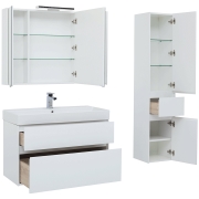 Комплект мебели для ванной Aquanet Бруклин 100 207800 подвесной Белый глянец-6