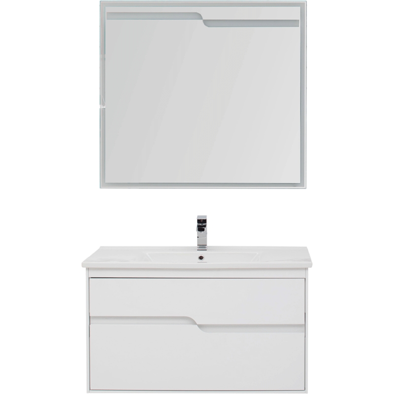 Комплект мебели для ванной Aquanet Модена 100 199303 Белый глянец зеркало aquanet модена 85 196966 с подсветкой белое