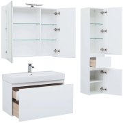 Комплект мебели для ванной Aquanet Йорк 100 203645 подвесной Белый глянец-6