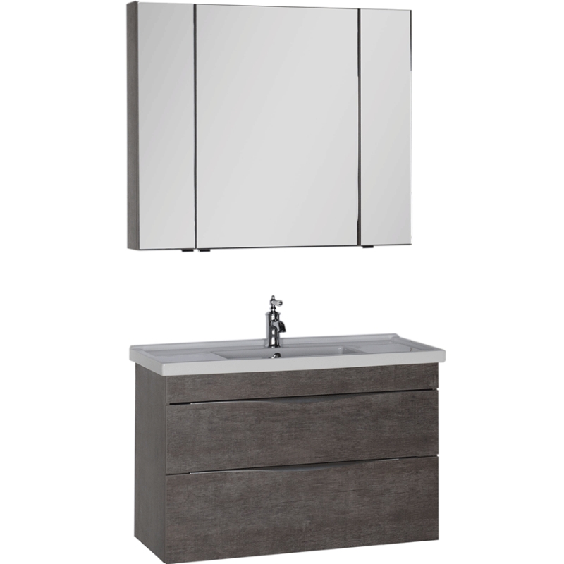 Комплект мебели для ванной Aquanet Эвора 100 183165 подвесной Дуб антик зеркальный шкаф aquanet эвора 100 182998 дуб антик