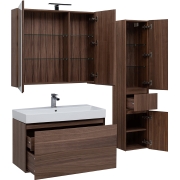 Комплект мебели для ванной Aquanet Нью-Йорк 100 211662 подвесной Шпон Орех-6