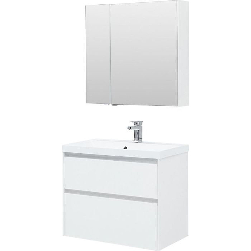 Комплект мебели для ванной Aquanet Гласс 80 240465 подвесной Белый комплект мебели для ванной aquanet латина 80 179839 подвесной белый
