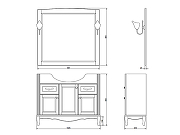 Комплект мебели для ванной ValenHouse Эллина 105 EK105_ББ Белая ручки Бронза-22