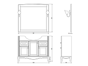 Комплект мебели для ванной ValenHouse Эллина 105 EK105_СХ Слоновая кость ручки Хром-9