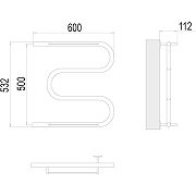 Водяной полотенцесушитель Terminus М-образный с/п (1) 500x600 4620768880346 с полкой Хром, боковое подключение, G 1