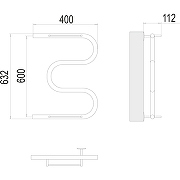 Водяной полотенцесушитель Terminus М-образный с/п (1) 600x400 4620768880377 с полкой Хром, боковое подключение, G 1