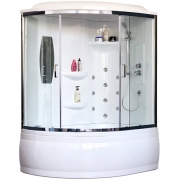Душевой бокс Royal Bath ALP 170x100 RB170ALP-T-CH-R с гидромассажем стекло прозрачное задняя стенка Белая