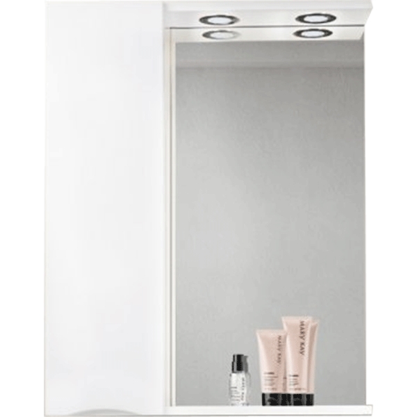 Зеркало со шкафом BelBagno MARINO-SPC-600/750-1A-BL-P-L 60 с подсветкой Bianco Lucido зеркало со шкафом diwo дмитров 60 l со дм04060 011л с подсветкой белое