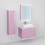 Зеркальный шкаф Jorno Pastel 60 Pas.03.60/PI с подсветкой Розовый иней-4