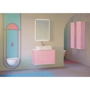 Зеркальный шкаф Jorno Pastel 60 Pas.03.60/PI с подсветкой Розовый иней-3