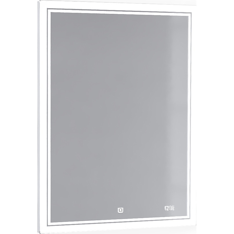 Зеркало Jorno Glass 65 Gla.02.60/W с подсветкой с сенсорным выключателем с часами и обогревом