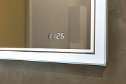 Зеркало Jorno Glass 100 Gla.02.92/W с подсветкой с сенсорным выключателем с часами и обогревом-7