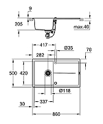 Кухонная мойка Grohe K400 86 31640AP0 Черный гранит-4