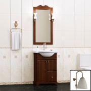 Комплект мебели для ванной Opadiris Клио 50 Орех антикварный со светильником Изабель Бронза
