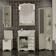 Комплект мебели для ванной Opadiris Клио 70 Слоновая кость со светильником Рустика Бронза-2