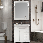Комплект мебели для ванной Opadiris Клио 70 Белый матовый со светильником Рустика Хром