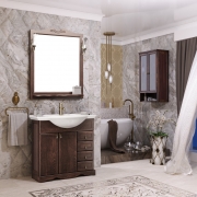 Комплект мебели для ванной Opadiris Клио 80 Орех антикварный со светильником Рустика Бронза-1