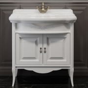 Комплект мебели для ванной Opadiris Лоренцо 80 Белый матовый со светильником Изабель Бронза-1