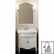 Комплект мебели для ванной Opadiris Лоренцо 80 Белый матовый со светильником Изабель Бронза