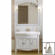 Комплект мебели для ванной Opadiris Лоренцо 100 Белый матовый со светильником Изабель Бронза