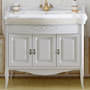 Комплект мебели для ванной Opadiris Лоренцо 100 Белый матовый со светильником Изабель Бронза-1