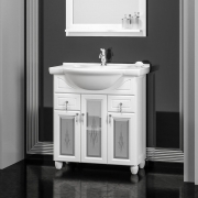 Комплект мебели для ванной Opadiris Тибет 70 со стеклом Белый матовый со светильником Рустика Хром-1