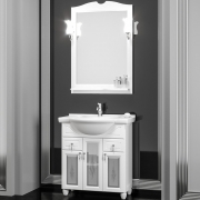 Комплект мебели для ванной Opadiris Тибет 70 со стеклом Белый матовый со светильником Рустика Хром