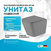 Унитаз WeltWasser Gelbach 004 MT-GR 10000003749 подвесной Серый матовый с сиденьем Микролифт