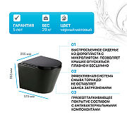 Унитаз WeltWasser Salzbach 004 MT-BL 10000003700 подвесной Черный матовый с сиденьем Микролифт-2