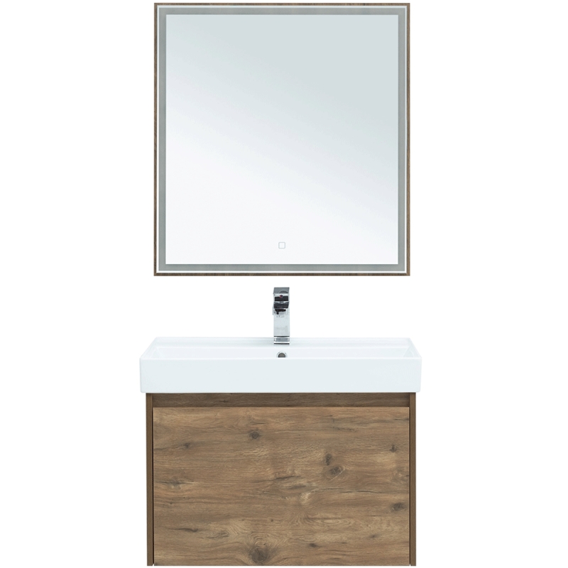 Комплект мебели для ванной Aquanet Nova Lite 75 254217 подвесной Дуб рустикальный зеркало aquanet nova lite 60 249510 с подсветкой дуб рустикальный