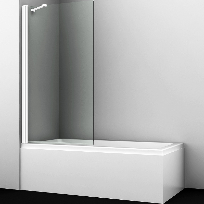 Шторка на ванну WasserKRAFT Berkel 80 48P01-80W профиль Белый стекло прозрачное шторка на ванну agger a02 080tcr 80x140 профиль хром стекло прозрачное